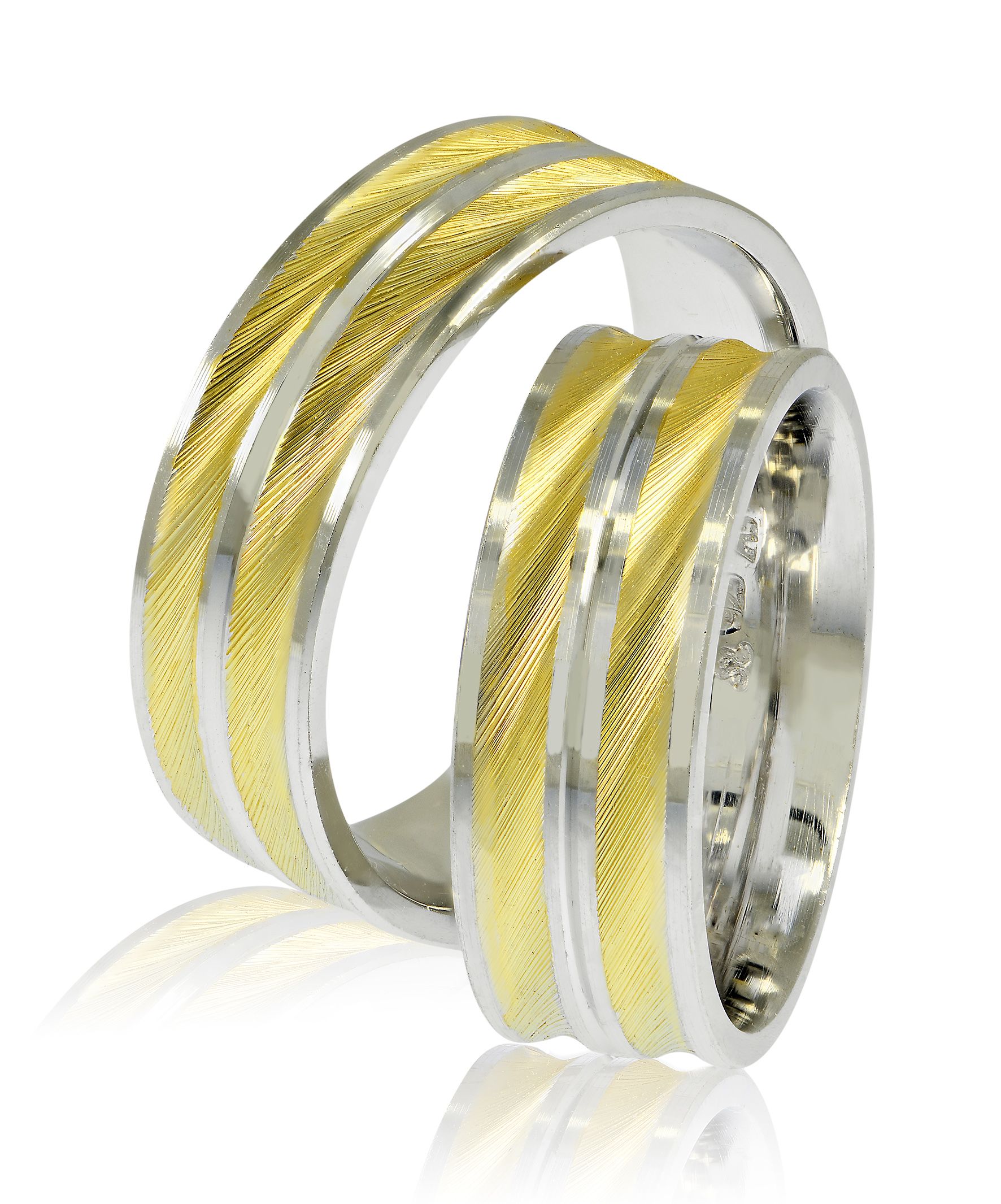White gold & gold wedding rings 7mm (code SS12a)